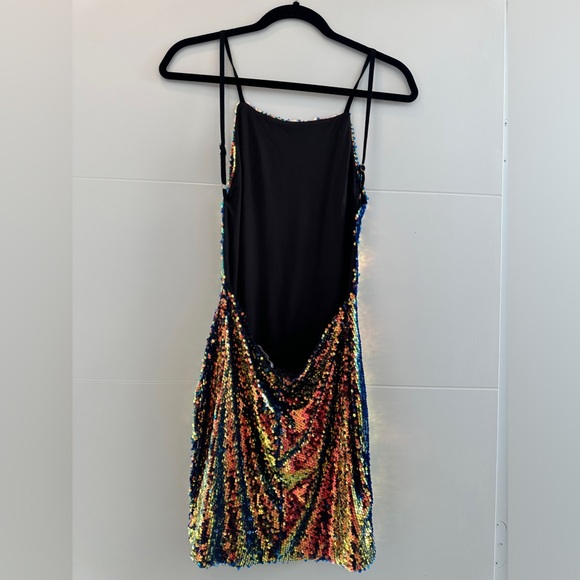 REVOLVE about us sequin mini dress open back orange/yellow formal party event S - Picture 11 of 14
